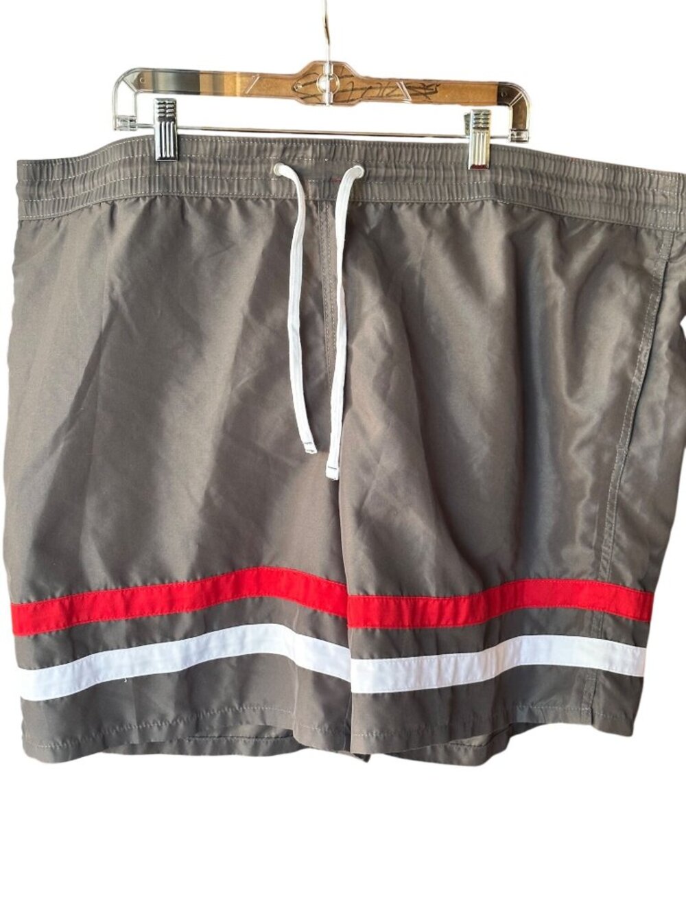 Merona XXL Mens Red & Gray Athletic Shorts Elastic Waistband Pocket